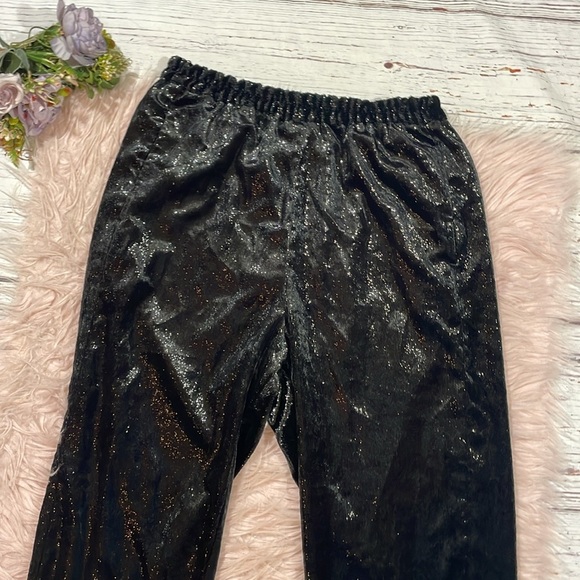 NWT XIRENA Black Shine Pull on Pants Declan Shimmer Velvet Elastic Waist - Picture 9 of 9